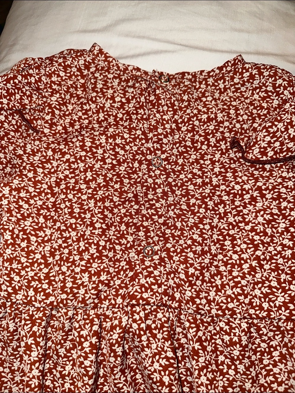 Rust Floral Baby Romper - White Print - Picture 6 of 8